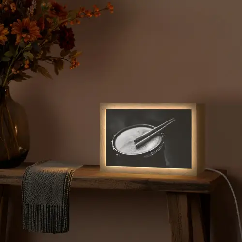 Trommel - Close-up - Drumstokken - Zwart Light Box met kabel (Tafellamp) klein -sfeer4