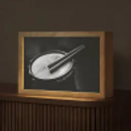 Trommel - Close-up - Drumstokken - Zwart Light Box met kabel (Tafellamp) klein -z3d_website