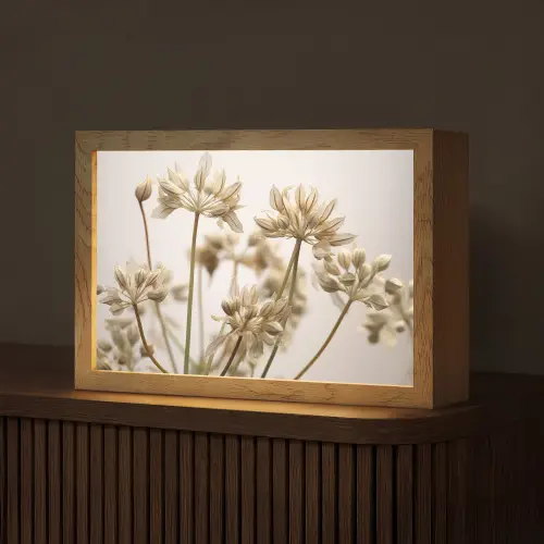 Droogbloemen - Beige - Wit - Planten Light Box met kabel (Tafellamp) klein -z3d_website