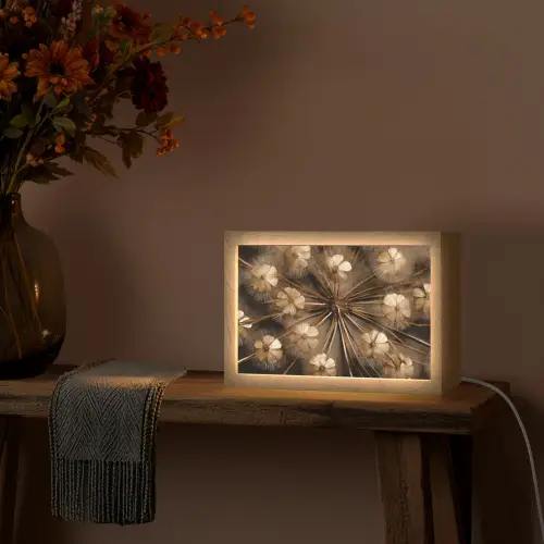 Droogbloemen - Bruin - Natuur Light Box met kabel (Tafellamp) klein -sfeer4
