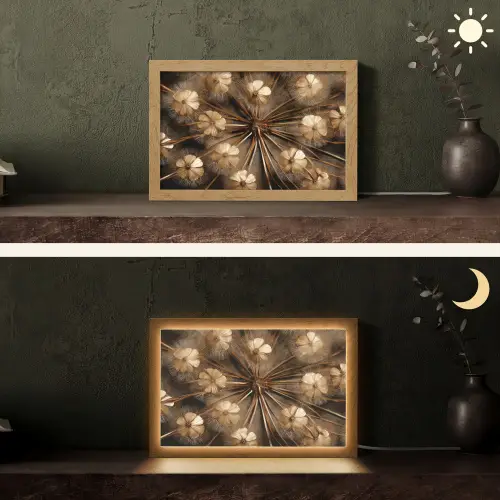 Droogbloemen - Bruin - Natuur Light Box met kabel (Tafellamp) klein -sfeer3
