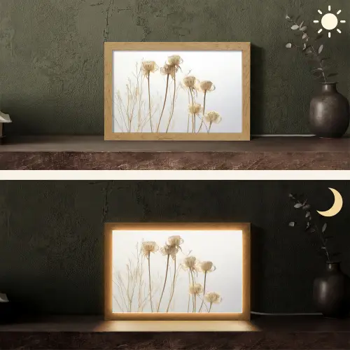 Droogbloemen - Natuur - Botanisch Light Box met kabel (Tafellamp) klein -sfeer3