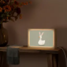 Eend - Konijnoren - Grijs Light Box met kabel (Tafellamp) klein -sfeer4