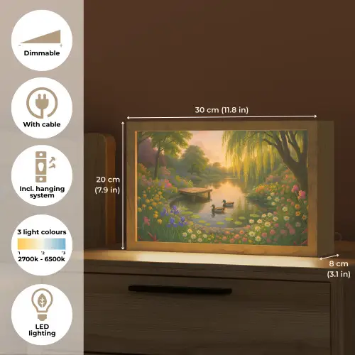 Eenden - Vijver - Bloemen Light Box met kabel (Tafellamp) klein -USP_EN