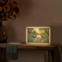 Eenden - Vijver - Bloemen Light Box met kabel (Tafellamp) klein -sfeer4
