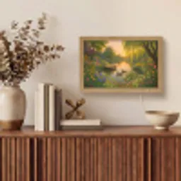 Eenden - Vijver - Bloemen Light Box met kabel (Tafellamp) klein -sfeer2