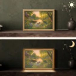 Eenden - Vijver - Bloemen Light Box met kabel (Tafellamp) klein -sfeer3