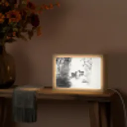 Eenden - Waterlelies - Riet - Zwart Light Box met kabel (Tafellamp) klein -sfeer4