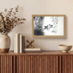 Eenden - Waterlelies - Riet - Zwart Light Box met kabel (Tafellamp) klein -sfeer2