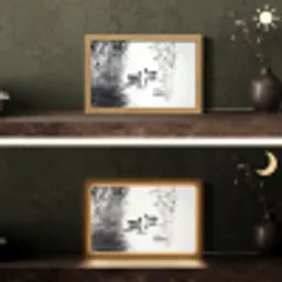 Eenden - Waterlelies - Riet - Zwart Light Box met kabel (Tafellamp) klein -sfeer3