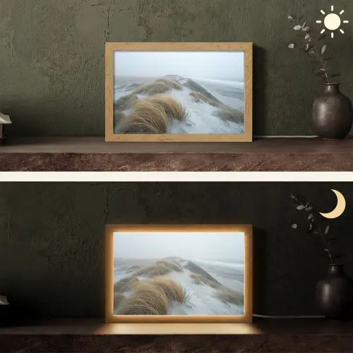 Duinen - Strand - Planten - Natuur Light Box met kabel (Tafellamp) klein -sfeer3
