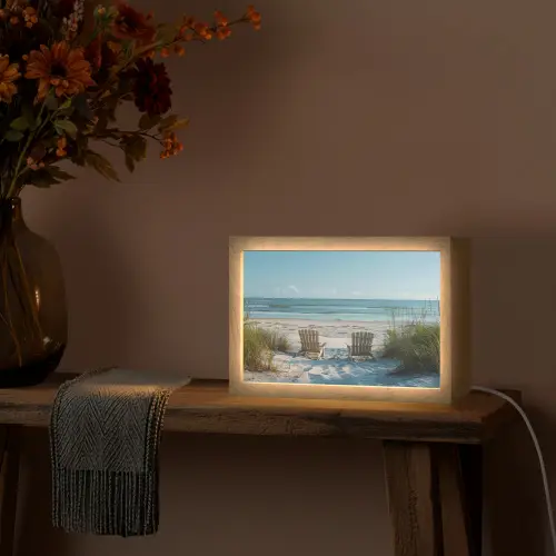 Duinen - Strand - Zee - Zomer Light Box met kabel (Tafellamp) klein -sfeer4