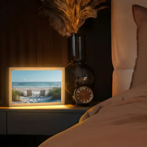 Duinen - Strand - Zee - Zomer Light Box met kabel (Tafellamp) klein -sfeer1