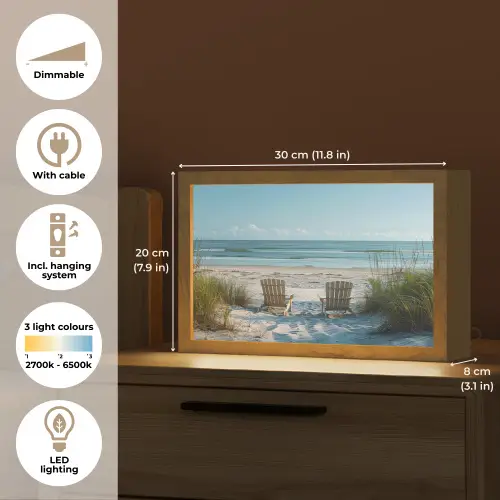 Duinen - Strand - Zee - Zomer Light Box met kabel (Tafellamp) klein -USP_EN