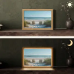 Duinen - Strand - Zee - Zomer Light Box met kabel (Tafellamp) klein -sfeer3