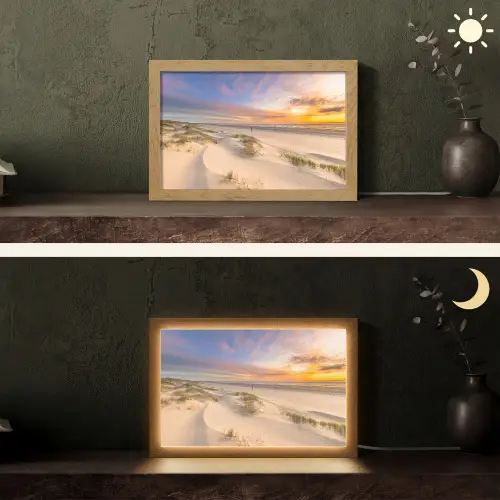 Duinen - Strand - Zonsondergang - Natuur - Zomer Light Box met kabel (Tafellamp) klein -sfeer3