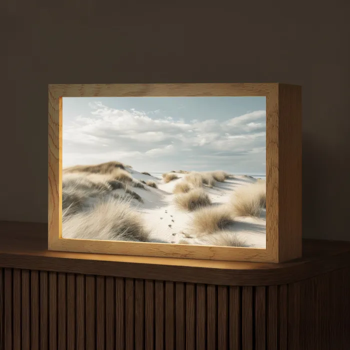 Duinen - Gras - Sporen - Wolken Light Box met kabel (Tafellamp) klein -z3d_website