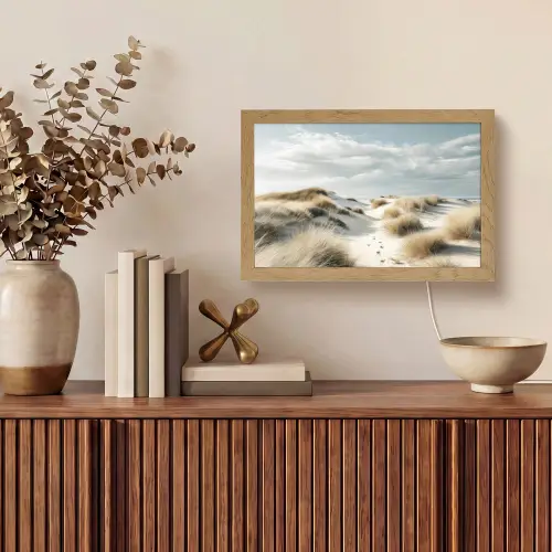 Duinen - Gras - Sporen - Wolken Light Box met kabel (Tafellamp) klein -sfeer2