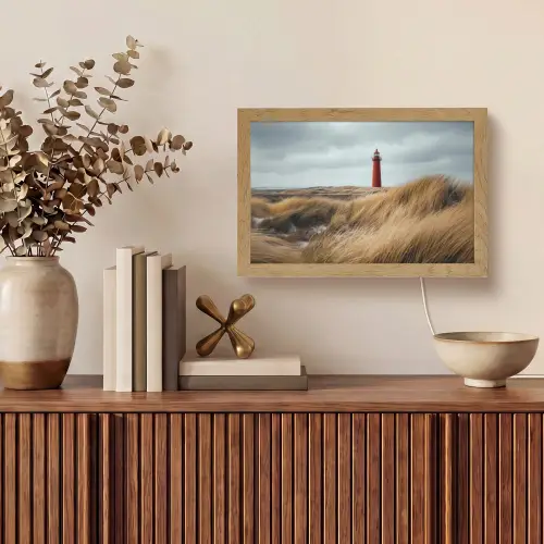 Duinen - Vuurtoren - Rood - Lucht Light Box met kabel (Tafellamp) klein -sfeer2