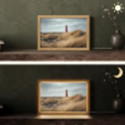 Duinen - Vuurtoren - Rood - Lucht Light Box met kabel (Tafellamp) klein -sfeer3
