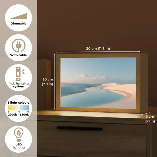 Duinen - Waterplas - Oneindige rust Light Box met kabel (Tafellamp) klein -USP_EN