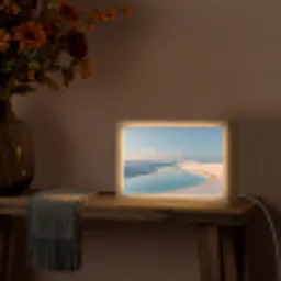Duinen - Waterplas - Oneindige rust Light Box met kabel (Tafellamp) klein -sfeer4