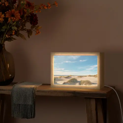 Duinen - Zomer - Landschap - Zee - Strand Light Box met kabel (Tafellamp) klein -sfeer4