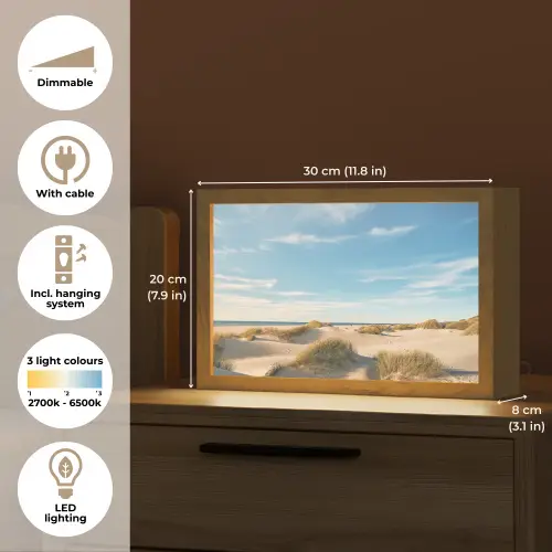 Duinen - Zomer - Landschap - Zee - Strand Light Box met kabel (Tafellamp) klein -USP_EN
