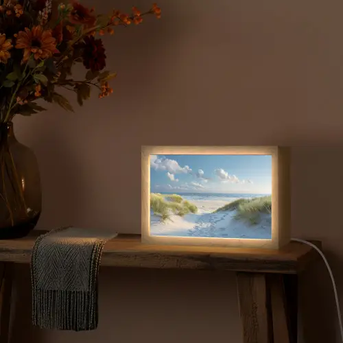 Duinen - Zomer - Zon - Landschap - Zee Light Box met kabel (Tafellamp) klein -sfeer4
