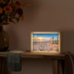 Duinen - Zonsondergang - Strand - Zee - Horizon Light Box met kabel (Tafellamp) klein -sfeer4