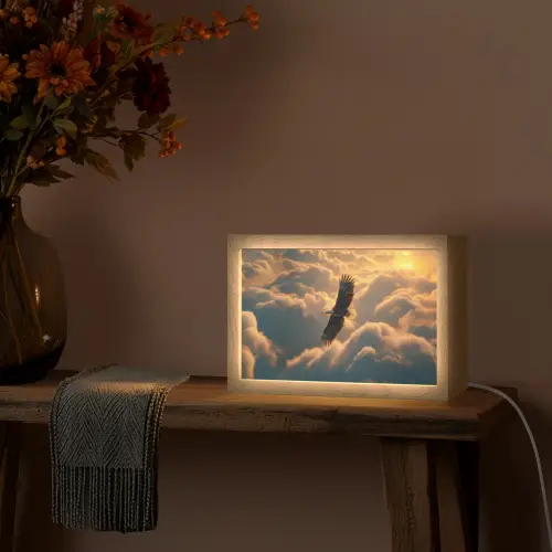 Adelaar - Wolken - Zon Light Box met kabel (Tafellamp) klein -sfeer4