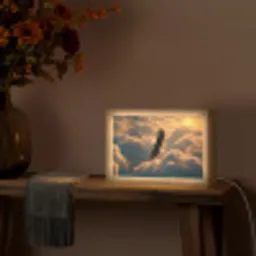 Adelaar - Wolken - Zon Light Box met kabel (Tafellamp) klein -sfeer4