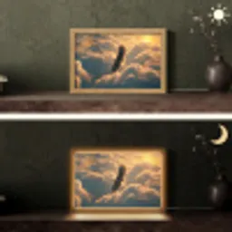 Adelaar - Wolken - Zon Light Box met kabel (Tafellamp) klein -sfeer3