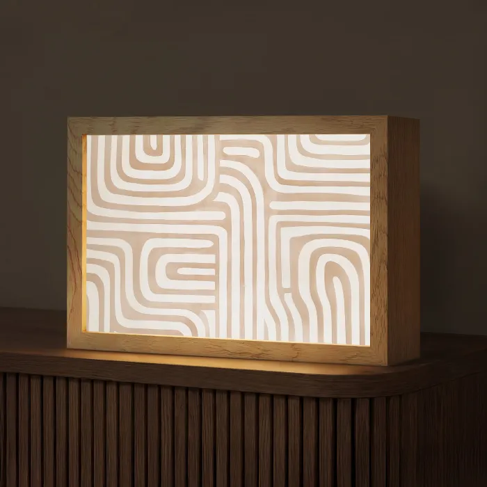 Aardetinten - Labyrintpatroon Light Box met kabel (Tafellamp) klein -z3d_website