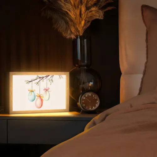 Paastak - Strikje - Eieren Light Box met kabel (Tafellamp) klein -sfeer1