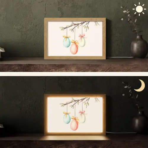 Paastak - Strikje - Eieren Light Box met kabel (Tafellamp) klein -sfeer3