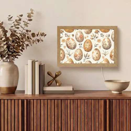 Paaseieren - Bruin - Bloemen Light Box met kabel (Tafellamp) klein -sfeer2