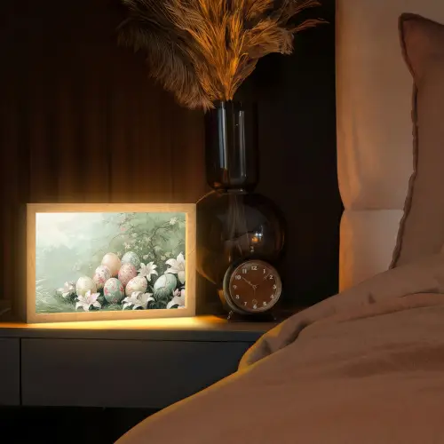 Paaseieren - Pasteltinten - Bloemen Light Box met kabel (Tafellamp) klein -sfeer1