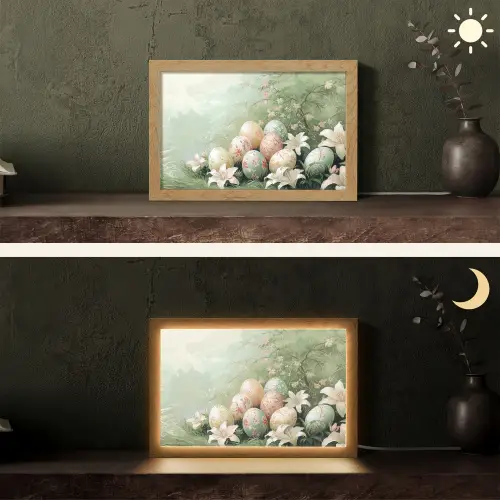 Paaseieren - Pasteltinten - Bloemen Light Box met kabel (Tafellamp) klein -sfeer3