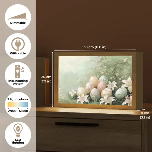 Paaseieren - Pasteltinten - Bloemen Light Box met kabel (Tafellamp) klein -USP_EN