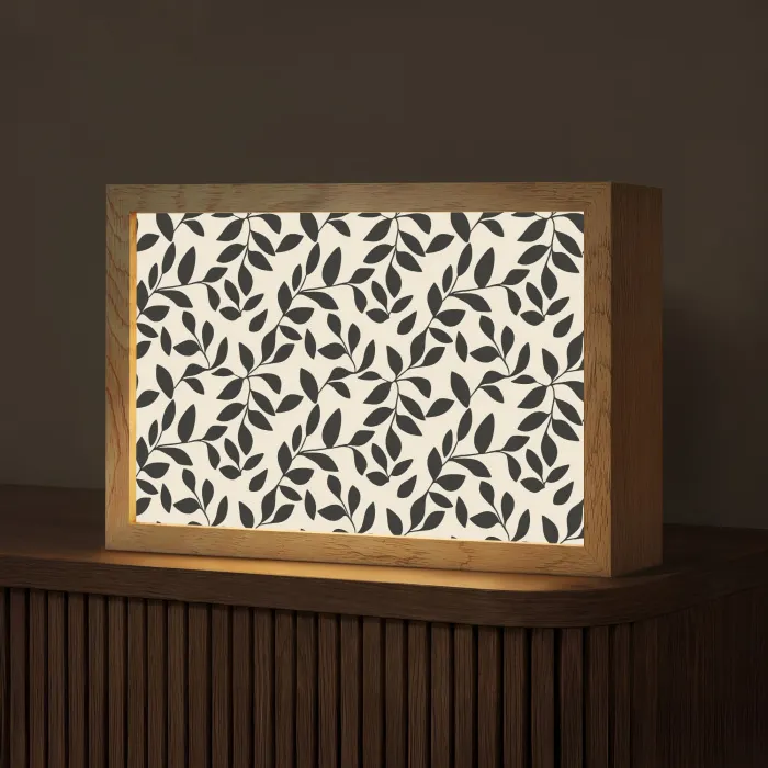 Elegant - Patroon - Zwart - Beige Light Box met kabel (Tafellamp) klein 924 -z3d_website