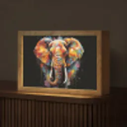 Olifant - Graffiti - Zwart - Dieren - Kleuren Light Box met kabel (Tafellamp) klein -z3d_website