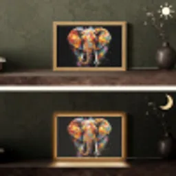 Olifant - Graffiti - Zwart - Dieren - Kleuren Light Box met kabel (Tafellamp) klein -sfeer3