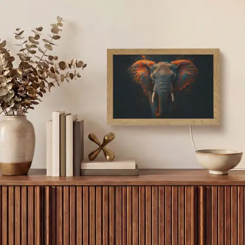 Olifant - Oranje - Oren Light Box met kabel (Tafellamp) klein -sfeer2