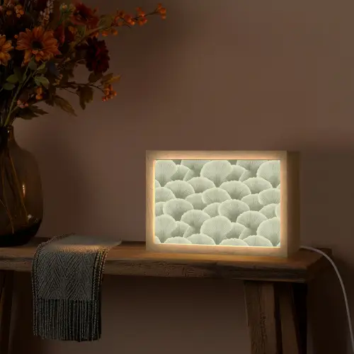 Waaier - Blad - Groen Light Box met kabel (Tafellamp) klein 924 -sfeer4