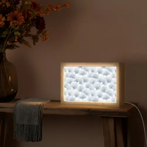 Waaier - Modern - Blauw Light Box met kabel (Tafellamp) klein 924 -sfeer4
