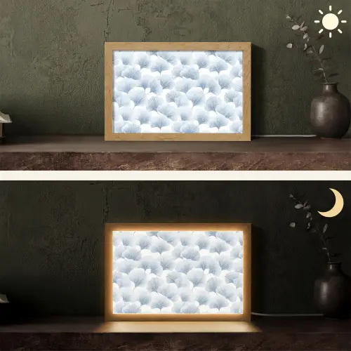 Waaier - Modern - Blauw Light Box met kabel (Tafellamp) klein 924 -sfeer3