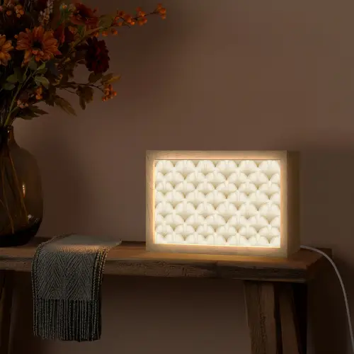 Waaier - Motief - Goud Light Box met kabel (Tafellamp) klein 924 -sfeer4