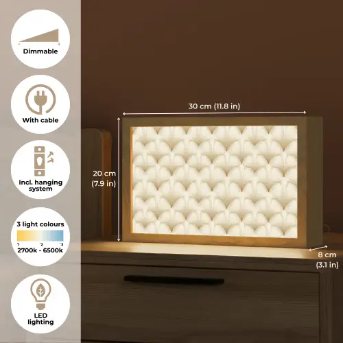 Waaier - Motief - Goud Light Box met kabel (Tafellamp) klein 924 -USP_EN