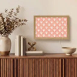 Waaier - Motief - Zalmroze Light Box met kabel (Tafellamp) klein 924 -sfeer2